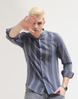Aegen Blue Tapered Fit Shirt