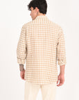 Camel Brown Slim Fit Check Shirt