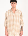 Camel Brown Slim Fit Check Shirt