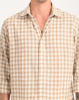 Camel Brown Slim Fit Check Shirt