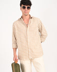 Camel Brown Slim Fit Check Shirt