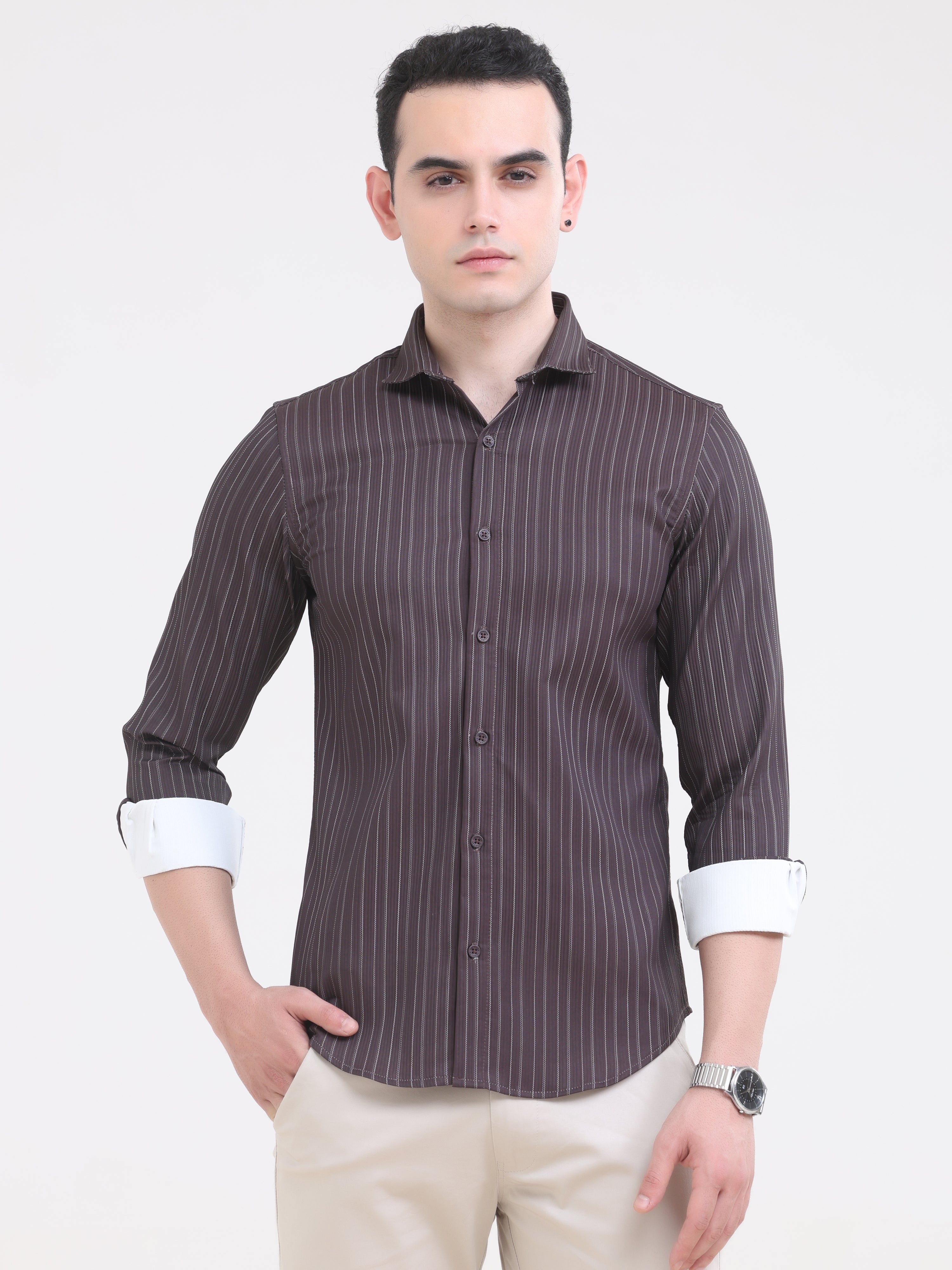 Umber Brown Tapered Fit Shirt