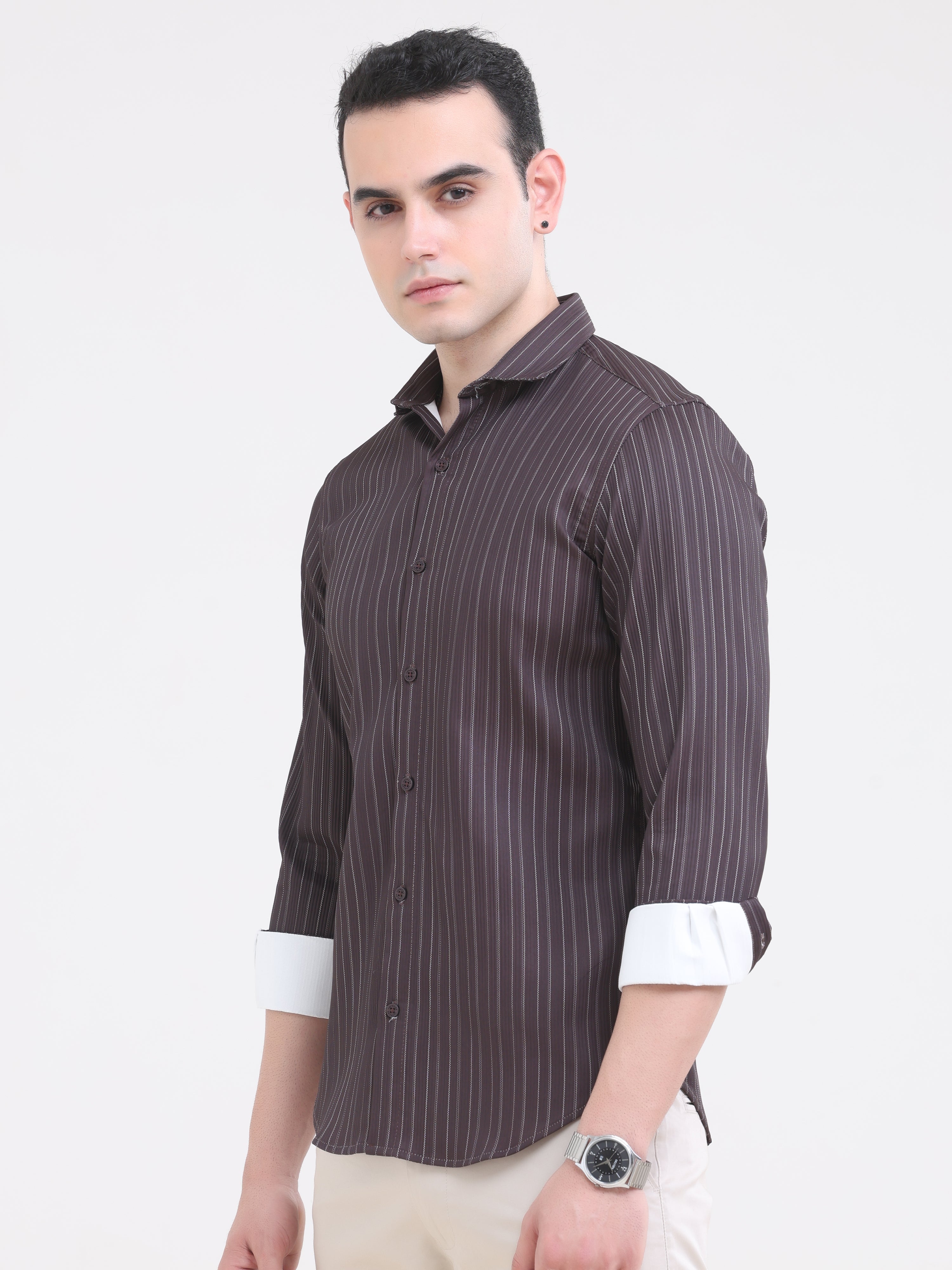 Umber Brown Tapered Fit Shirt