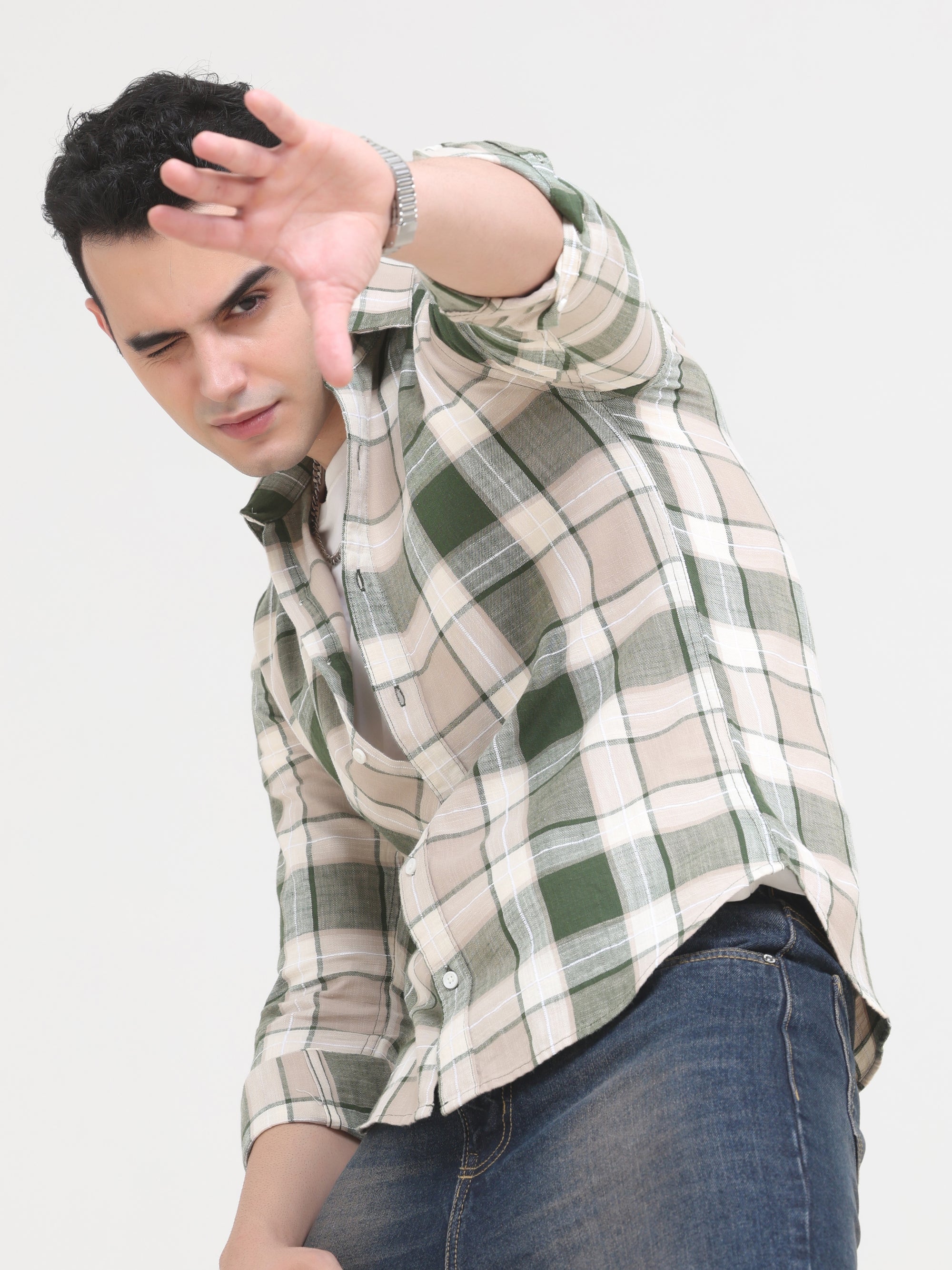 Moss Green Slim Fit Shirt