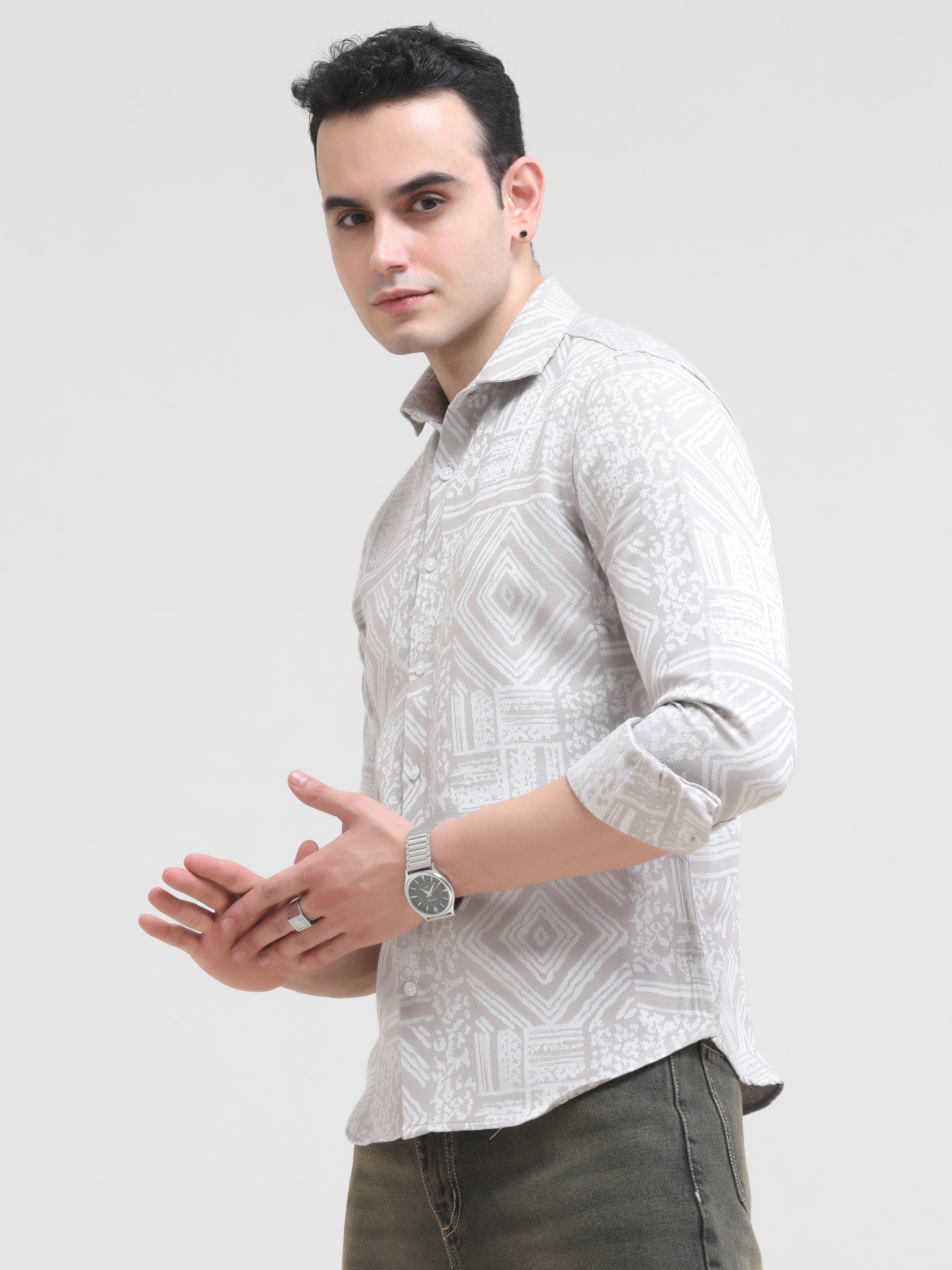 Grey Tapered Fit Shirt