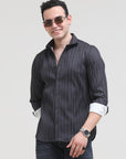 Crow Black Tapered Fit Shirt