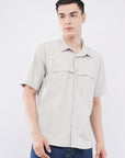 Half Sleeve Regular Fit Double Flap Shirt in Gray