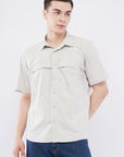 Half Sleeve Regular Fit Double Flap Shirt in Gray