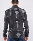 Tapered Fit Floral Print Black Full Sleeve Shirt