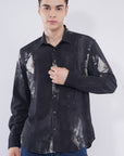 Tapered Fit Bloom Print Black Full Sleeve Shirt