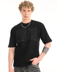 Black Drop Shoulder Half Sleeve T-Shirt