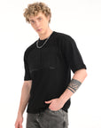 Black Drop Shoulder Half Sleeve T-Shirt