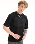 Black Drop Shoulder Half Sleeve T-Shirt