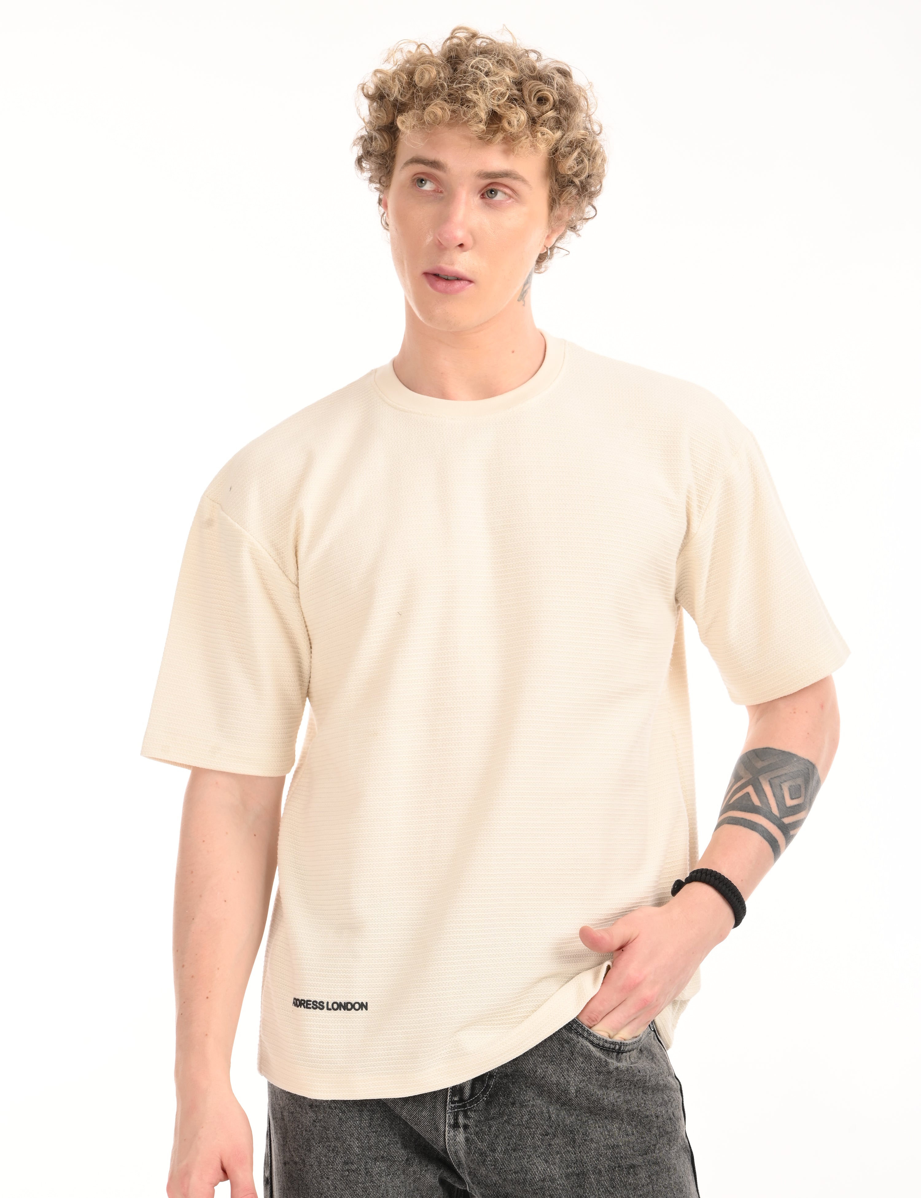 Beige Drop Shoulder Half Sleeve T-Shirt – Address Apparels