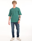 Green Drop Shoulder Half Sleeve T-Shirt