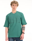 Green Drop Shoulder Half Sleeve T-Shirt