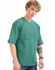 Green Drop Shoulder Half Sleeve T-Shirt