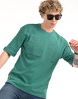 Green Drop Shoulder Half Sleeve T-Shirt