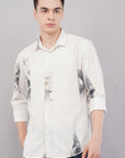 Tapered Fit Bloom Print White Full Sleeve Shirt