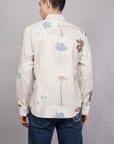 Tapered Fit Floral Print White Full Sleeve Shirt