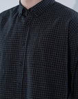Cotton Linen Essential Fit Black Check Shirt