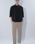Cotton Linen Essential Fit Black Check Shirt
