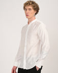 Mandarin Collar Tapered Fit White Shirt – Full Sleeve