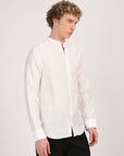 Mandarin Collar Tapered Fit White Shirt – Full Sleeve