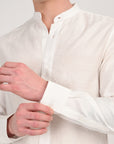 Mandarin Collar Tapered Fit White Shirt – Full Sleeve