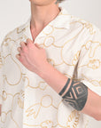 Overhanging Metallic Gold Embroidered White Half Sleeve Shirt