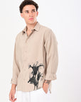 Relaxed Fit Khaki Floral Print Shirt