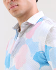 Tapered Fit Full Sleeve Pink Printed Shirt
