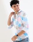 Tapered Fit Full Sleeve Pink Printed Shirt