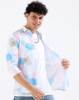 Tapered Fit Full Sleeve Pink Printed Shirt