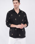 Relaxed Fit Black Embroidery Shirt