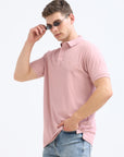 Pink Solid Polo Tshirt
