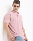 Pink Solid Polo Tshirt