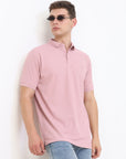 Pink Solid Polo Tshirt