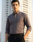 Full Sleeve Slim Fit Dove Grey Check Shirt