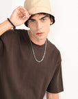 Drop Shoulder Half Sleeve Brown T Shirt