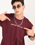 Drop Shoulder Half Sleeve Wine Red T Shirt