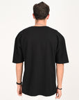 Drop Shoulder Half Sleeve Black T Shirt