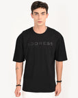 Drop Shoulder Half Sleeve Black T Shirt