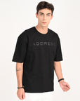 Drop Shoulder Half Sleeve Black T Shirt