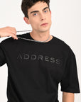 Drop Shoulder Half Sleeve Black T Shirt