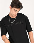 Drop Shoulder Half Sleeve Black T Shirt