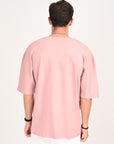 Drop Shoulder Half Sleeve Peach T Shirt