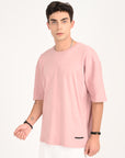 Drop Shoulder Half Sleeve Peach T Shirt
