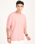 Drop Shoulder Half Sleeve Peach T Shirt