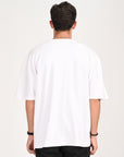 Drop Shoulder Half Sleeve White T Shirt